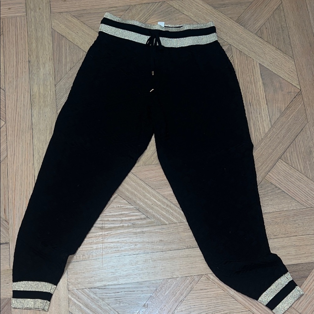 Emily McCarthy Black and Gold Jogger Pants